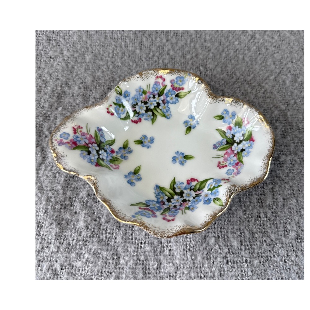 Royal Crown Trinket Dish Grandmas Vintage Tableware Floral Gold Hand Painted